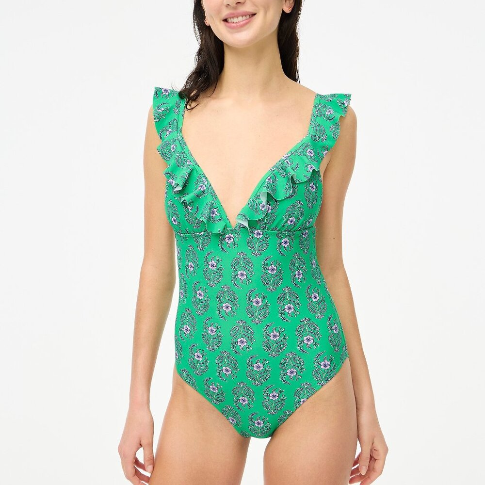J Crew Ruffle One Piece Swimsuit